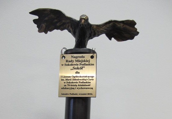 Statuetka "Sokół" - nagroda Rady Miasta Sokołów Podlaski